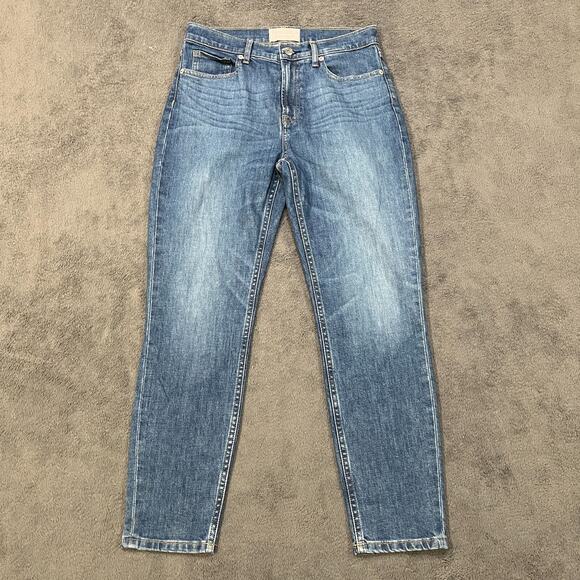 Everlane Raw-Hem Crop Light Bleach Wash Straight Ankle Leg Jeans Women's Size 29 - Picture 1 of 10